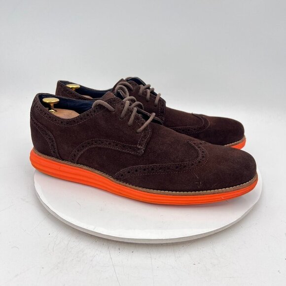 Cole Haan Lunargrand Men Size 11.5M Brown Suede Red Sole Derby Casual Shoes - Picture 4 of 13